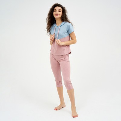 Костюм женский «‎Восход» (футболка, бриджи), цвет серый/розовый, размер 42