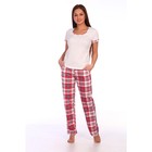 Костюм женский (футболка, брюки) «Аделина», цвет белый/красный, размер 42 - Фото 1