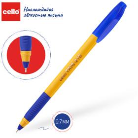 Ручка шариковая Cello Tri-Grip yellow barrel, узел 0.7 мм, резиновый упор, чернила синие, корпус жёлтый (комплект 12 шт)