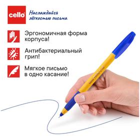 Ручка шариковая Cello Tri-Grip yellow barrel, узел 0.7 мм, резиновый упор, чернила синие, корпус жёлтый