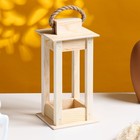 Кашпо для цветов «Фонарик», 24×11×11 см, деревянное, ручка - верёвка - Фото 1
