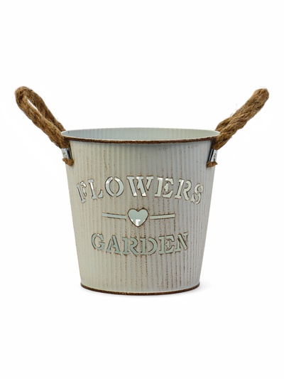 Кашпо «Ведёрко цветочный сад», 13×13×12 см, белое