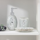 Набор аксессуаров для ванной комнаты «Зазеркалье», 3 предмета (дозатор 370 мл, мыльница, стакан), цвет серебряный - фото 318270163