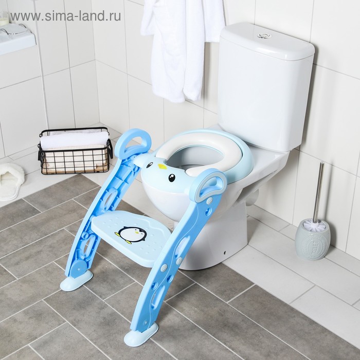 Детская накладка - сиденье на унитаз «Пингвин», голубая - Фото 1