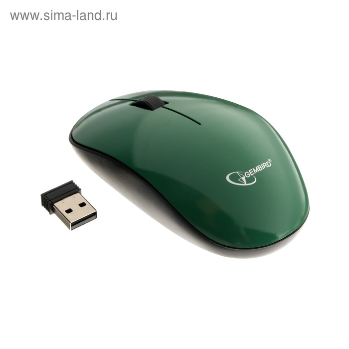 Мышь Gembird MUSW-111-GRN, беспроводная, оптическая, 1200 dpi, 2.4 ГГц, 1xAA, USB, зелёная - Фото 1