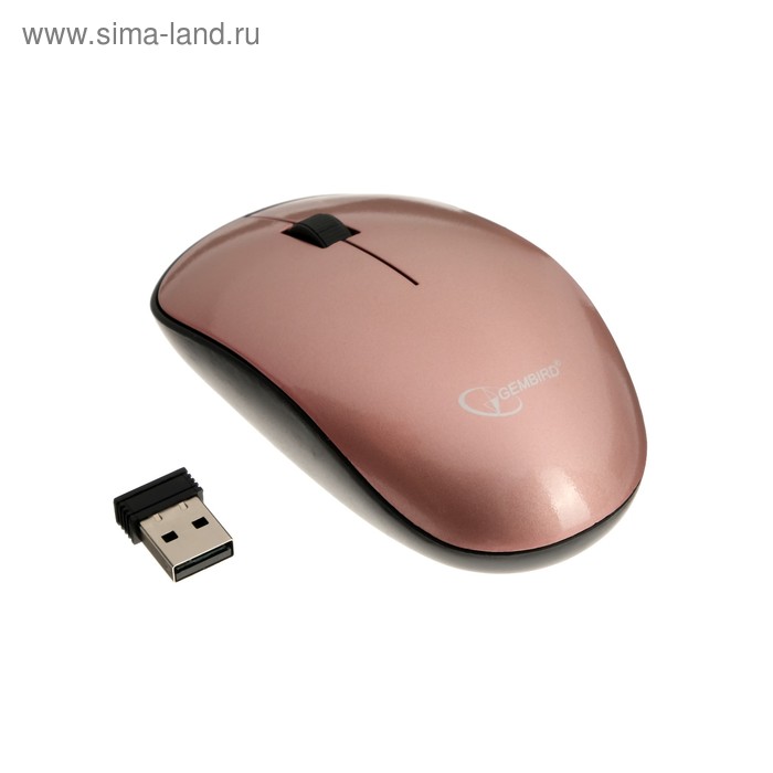 Мышь Gembird MUSW-111-RG, беспроводная,оптическая, 1200 dpi, 1xAA, USB, цвет розовое золото