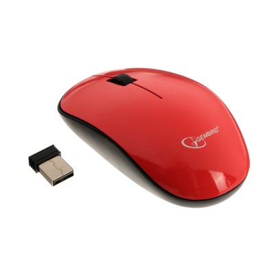 Мышь Gembird MUSW-111-CRL, беспроводная, оптическая, 1200 dpi, 1xAA, USB, цвет коралловый