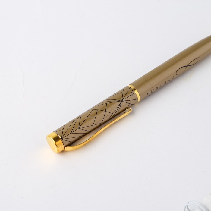 Ручка в футляре «Лучший учитель», металл, синяя паста, 1.0 мм - фото 1908521654