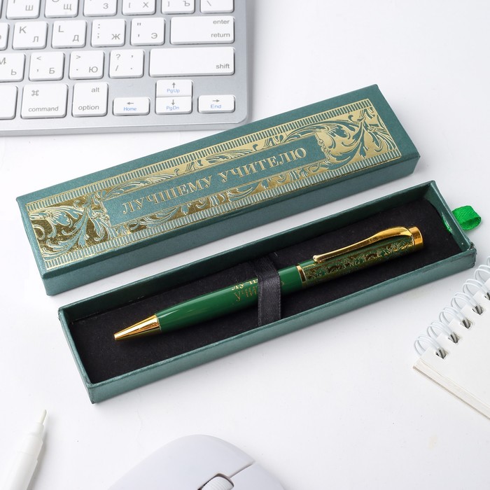 Ручка в футляре «Лучшему учителю», металл, синяя паста, 1.0 мм - фото 1905614215