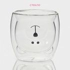 Стакан Доляна «Медведь», 200 мл, 9×9 см, с двойными стенками, стекло, прозрачный - Фото 3