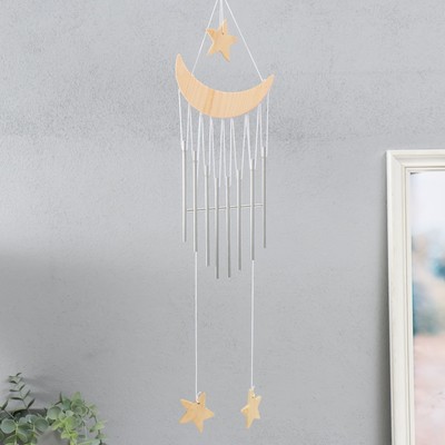 Музыка ветра «Месяц со звездой», дерево, металл, 9 трубочек, 54×13 см