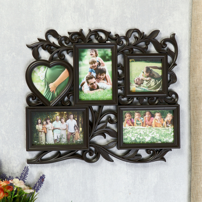 Фоторамка-коллаж на 5 фото «С сердцем», венге, (пластиковый экран)