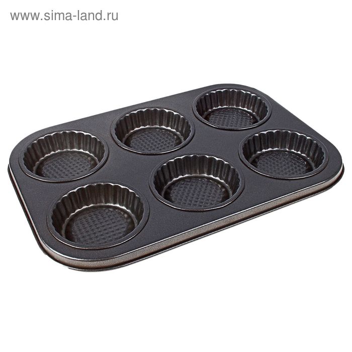 Форма для выпечки "Элин. Рифленый круг" 6 ячеек, антипригарное покрытие - Фото 1
