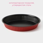 Форма для выпечки Доляна «Ренард. Рифлёный круг», d=25 см, антипригарное покрытие, цвет красный - фото 4536698