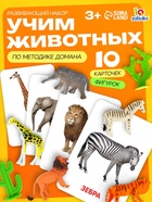 Развивающий набор фигурок для детей «Дикие животные» с карточками, по методике Домана - Фото 1