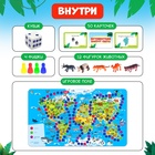 Настольная игра-бродилка «Путешествие вокруг света», набор пластиковых животных, карточки - фото 6261805
