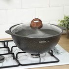 Казан для плова Granit ultra, 4.5 л, стеклянная крышка, литые ручки, антипригарное покрытие, чёрный - Фото 4