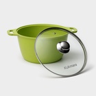 Кастрюля алюминиевая Trendy style, 6 л, d=26 см, h=15,5 см, антипригарное покрытие, стеклянная крышка, цвет зелёный - Фото 3