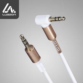 Кабель аудио LuazON, AUX, Jack 3.5 (m)-Jack 3.5 (m), угловой разъём 1 м, белый