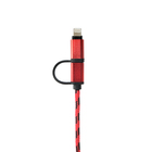 Кабель 2 в 1 LuazON, Lightning/microUSB - USB, 1 А, 1 м, штекер металл, красный - Фото 2