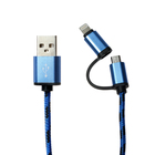 Кабель 2 в 1 LuazON, Lightning/micro USB - USB, 1 А, 1 м, штекер металл, синий - Фото 1