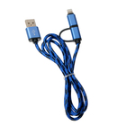Кабель 2 в 1 LuazON, Lightning/micro USB - USB, 1 А, 1 м, штекер металл, синий - Фото 3