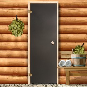 Дверь для бани «Бронза матовая», размер коробки 190 x 70 см, 6 мм, 2 петли, круглая ручка