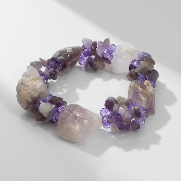 Браслет ручная работа «Аметист» галтовка необработанная, d=5,5 см - Фото 1