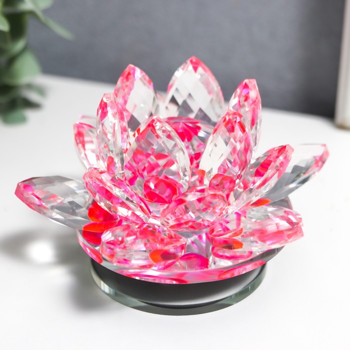 Фигурка стекло «Розовый лотос на подставке», вращается 5.5×9×9 см