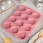 Форма силиконовая для выпечки Ravello, 34×22,5 см, 12 ячеек (d=6,5 см), цвет розовый гранит - Фото 4