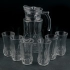 Набор для напитков из стекла «Волна», 7 предметов: кувшин 1,9 л, 6 стаканов 200 мл - фото 3896592