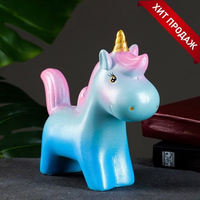 Копилка для денег «Единорог», гипс, морской, 21×19 см