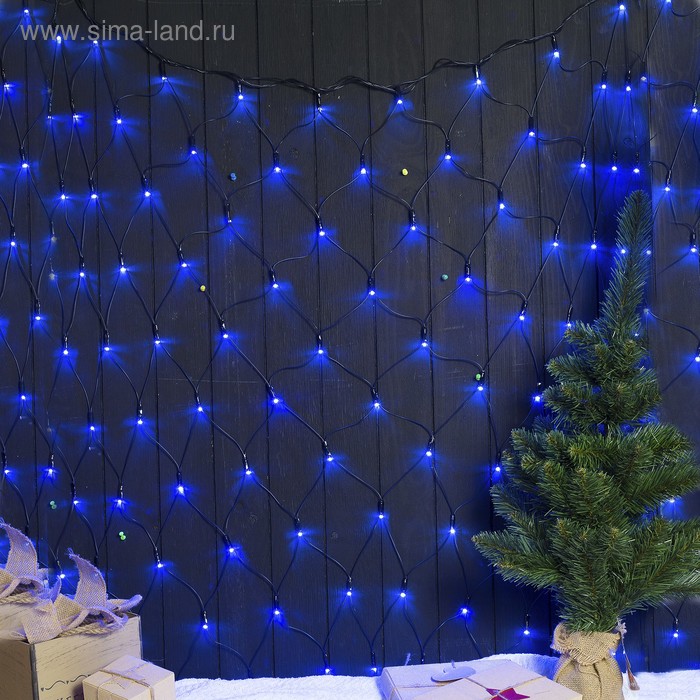 УЦЕНКА Гирлянда «Сеть», уличная, 2×1.5 м, 3 Вт, 192 LED, 220 В, свечение синее - Фото 1