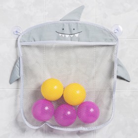 Сетка для хранения игрушек в ванной на присосках «Акула», цвет серый