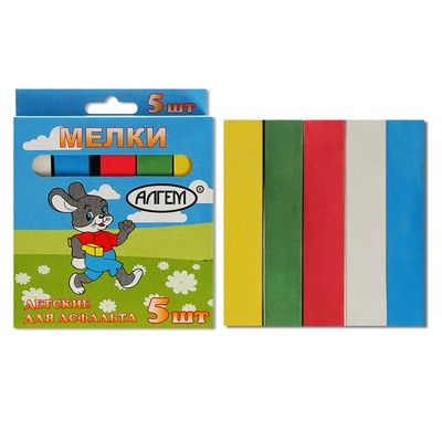Мелки цветные для асфальта 5 штук «АЛГЕМ», квадратные