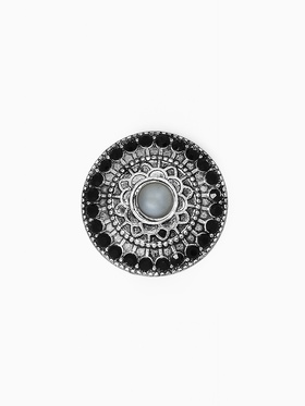 Кольцо для платка «Этно» круг, цвет серый в чернёном серебре 4570817