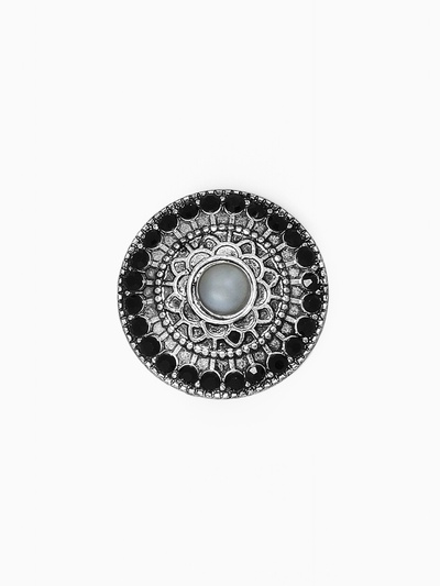 Кольцо для платка «Этно» круг, цвет серый в чернёном серебре