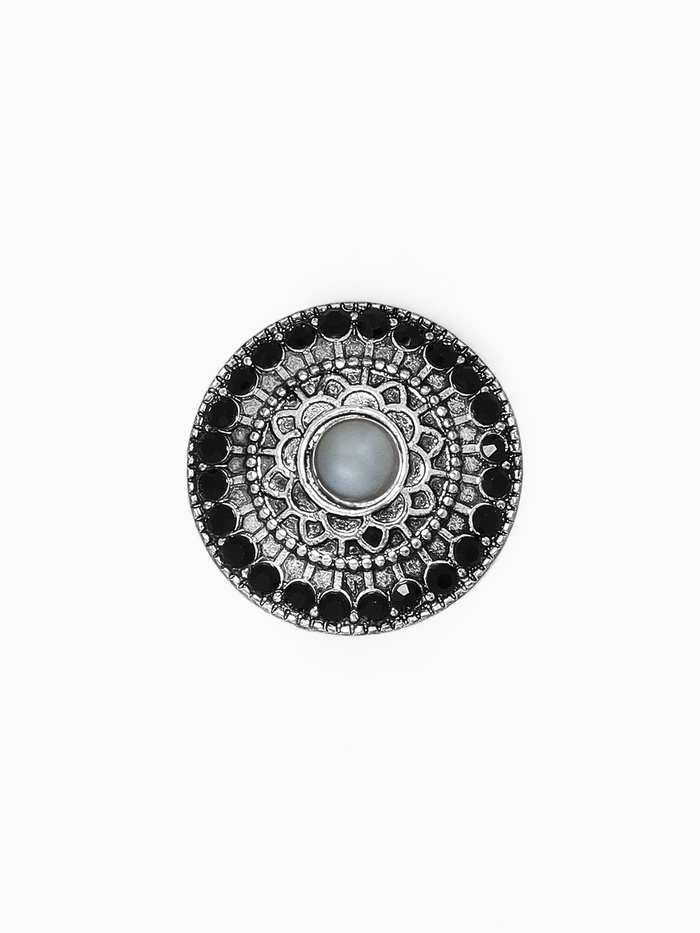 Кольцо для платка «Этно» круг, цвет серый в чернёном серебре - Фото 1