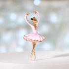 Брошь «Балерина», цвет розовый в золоте - фото 9595203