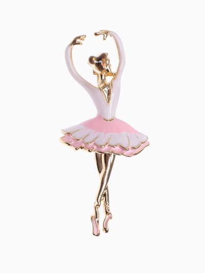 Брошь «Балерина», цвет розовый в золоте