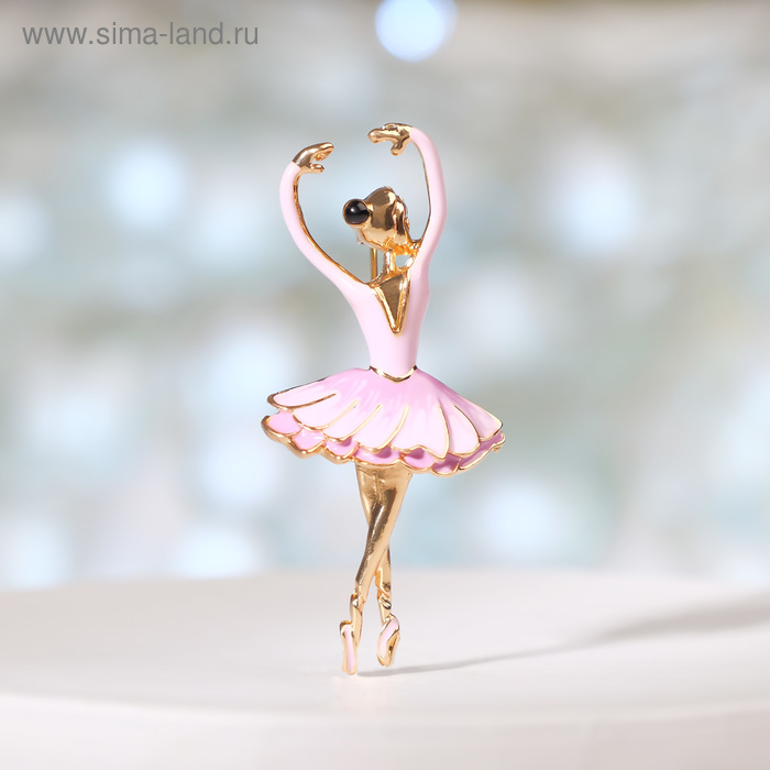 Брошь «Балерина», цвет розовый в золоте - Фото 1