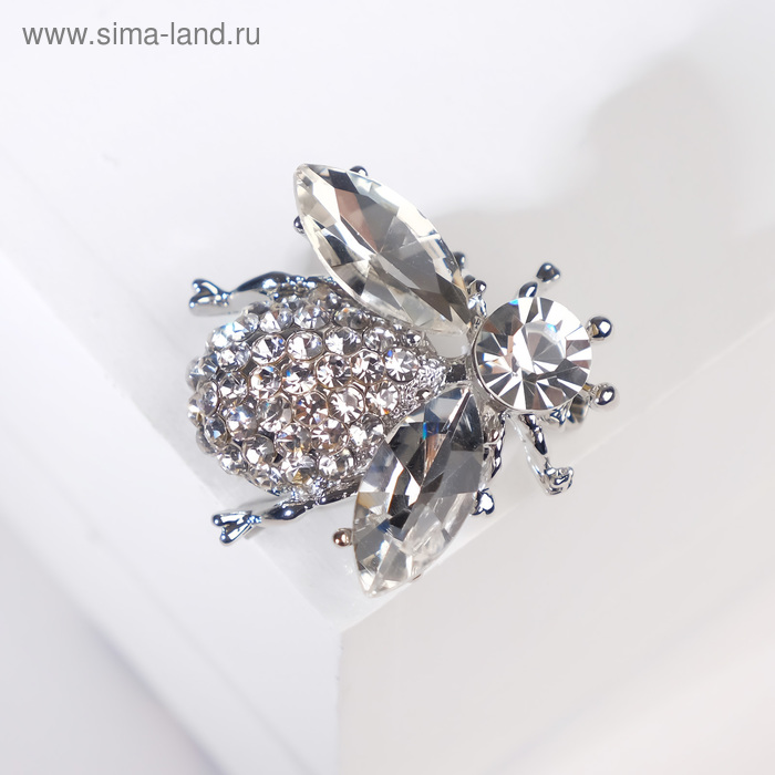 Брошь «Муха», цвет белый в серебре - Фото 1