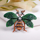 Брошь «Муха» крупная, цветная в чернёном серебре - Фото 1