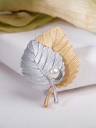Брошь «Листья», цвет серебристо-золотой матовый - Фото 6