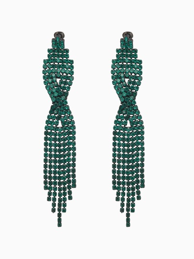 Серьги висячие со стразами «Маскарад» икс, зелёные, 9 см