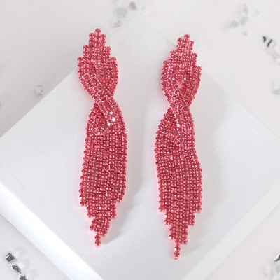 Серьги висячие со стразами «Маскарад» икс, цвет розовый