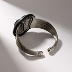 Браслет со стразами «Валькирия» камень в металле, цвет синий в чернёном серебре, безразмерное, d=6,5 см - Фото 3