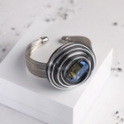 Браслет со стразами «Валькирия» камень в металле, цвет синий в чернёном серебре, безразмерное, d=6,5 см - Фото 4