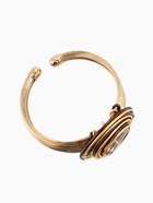 Браслет со стразами «Валькирия» камень в металле, жёлтый в чернёном золоте, безразмерное, d=6.5 см - Фото 3