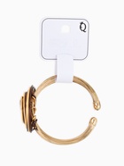 Браслет со стразами «Валькирия» камень в металле, жёлтый в чернёном золоте, безразмерное, d=6.5 см - Фото 5